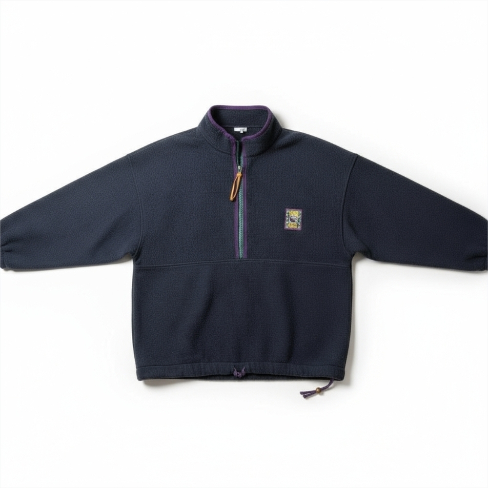 Vintage 90s Spirit Lake Outfitters XL Black Fleece 1/4-Zip Pullover | Retro Trim